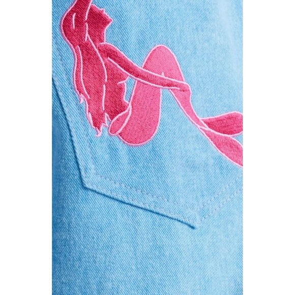 Disney x Marshall Columbia Little Mermaid Embroidered High-Waist Denim Shorts - Picture 4 of 12